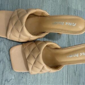 Lux Tan Quilted Women's Mules